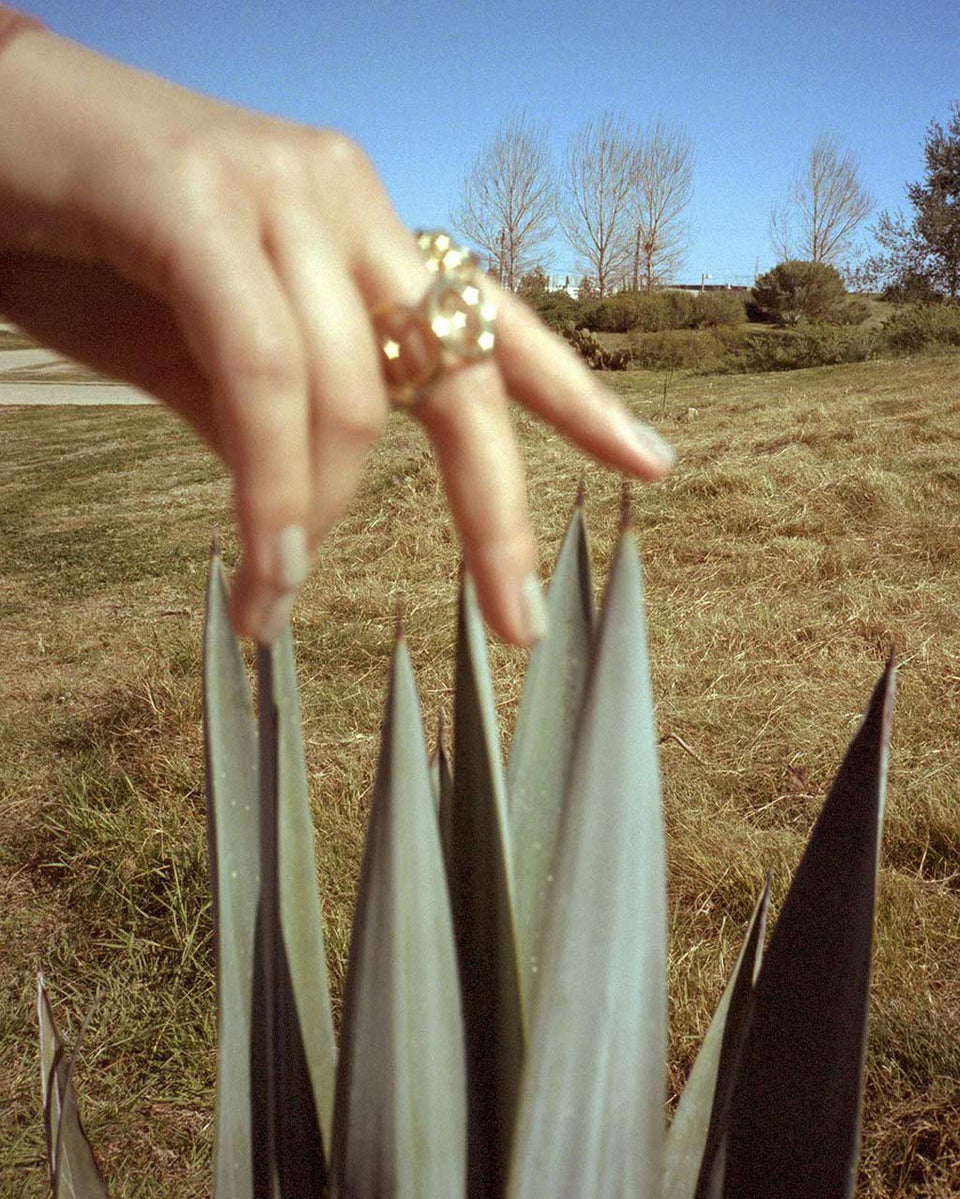 Traces - White Topaz and Recycled Gold Vermeil Ring