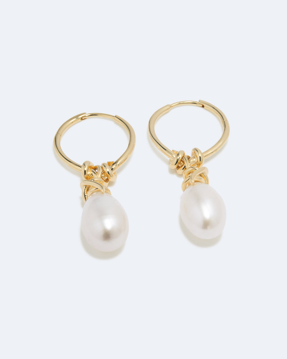A Drop in the Ocean - Pearl and Recycled Gold Vermeil Earrings
