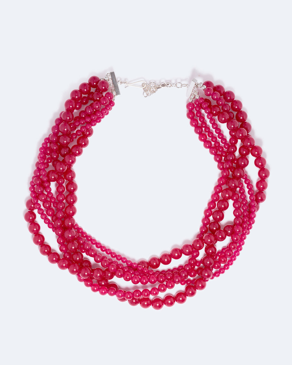 What a Tangled Web We Weave - Chalcedony Bead and Recycled Silver Necklace