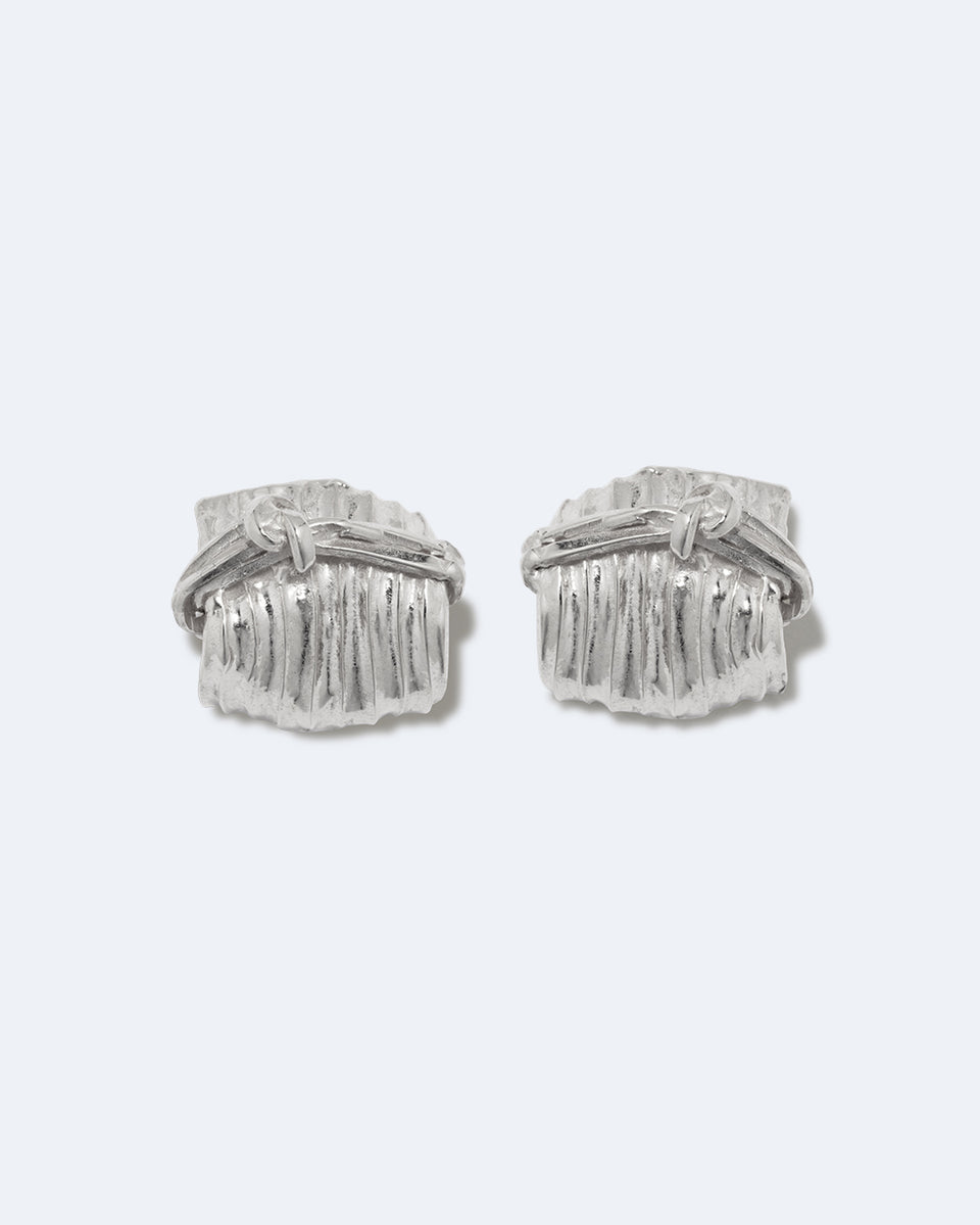 Tied Up Bales of Straw - Recycled Silver Earrings