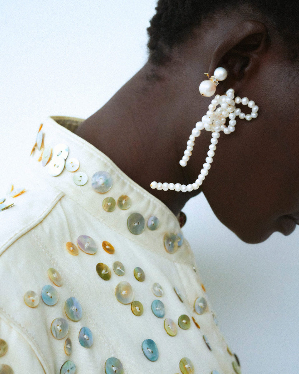 Time Waits for No One - Pearl and Zirconia Recycled Gold Vermeil Earrings
