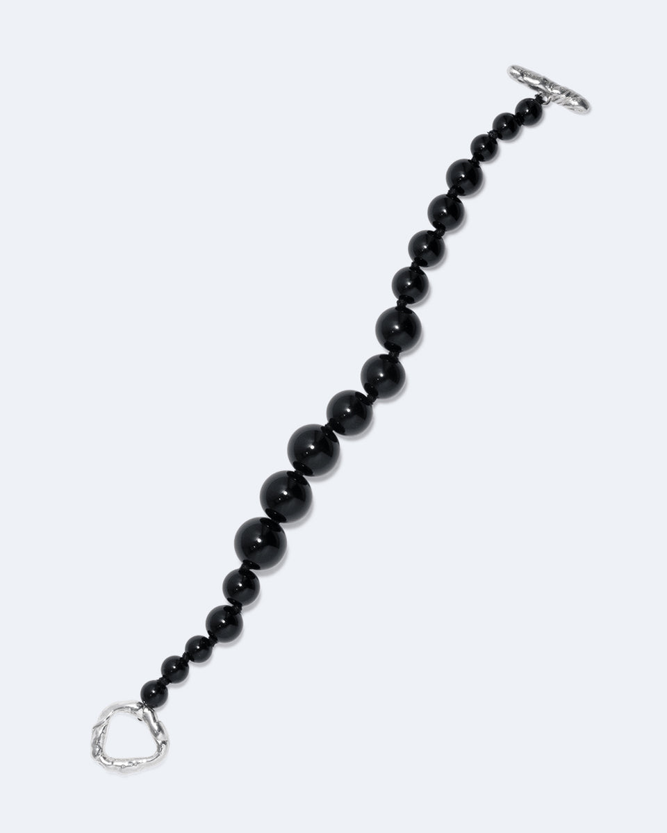 Knee‐Deep In A Bog in North Yorkshire - Black Onyx and Recycled Silver Bracelet