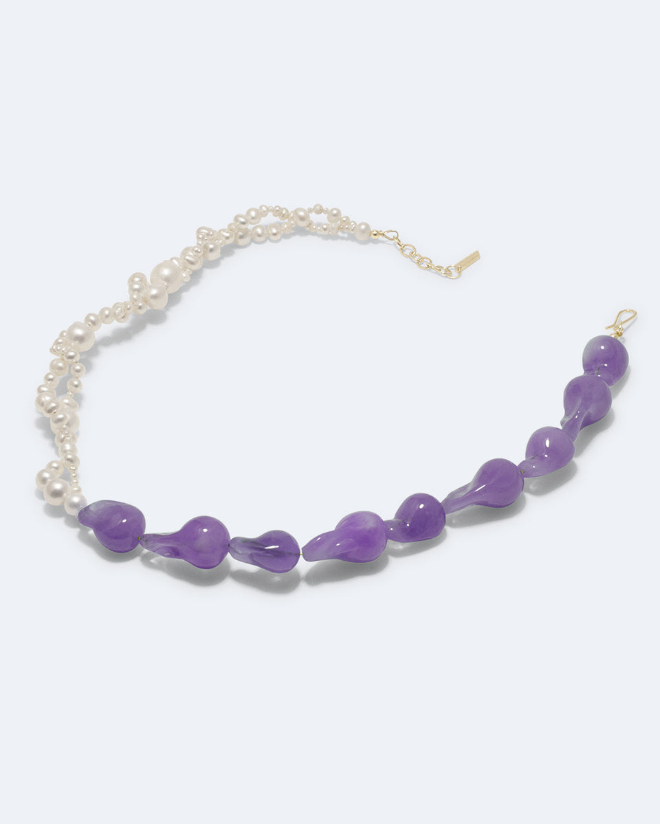 Parade of Possibilities II - Pearl and Lilac Bio Resin Gold Plated Necklace