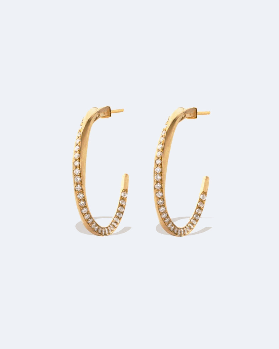 The Phases of the Moon - 18 Carat Yellow Gold and Diamond Hoop Earrings