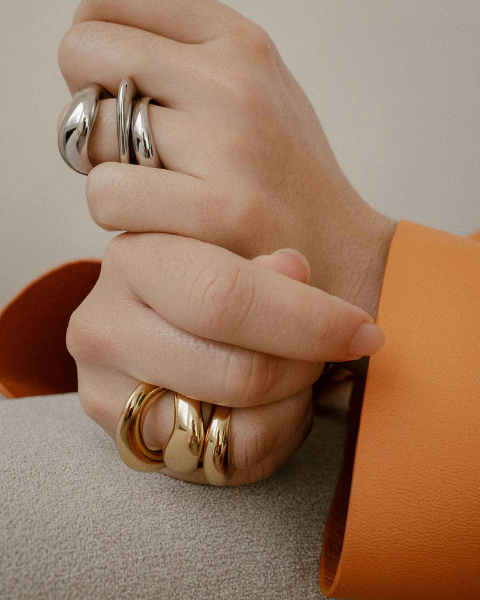 Post‐Capital - Set of 3 Platinum Plated Stacking Rings
