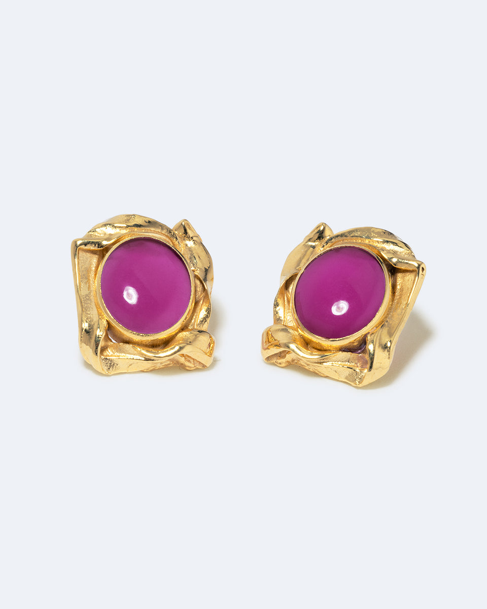 Galileo - Pink Resin and Gold Plated Earrings