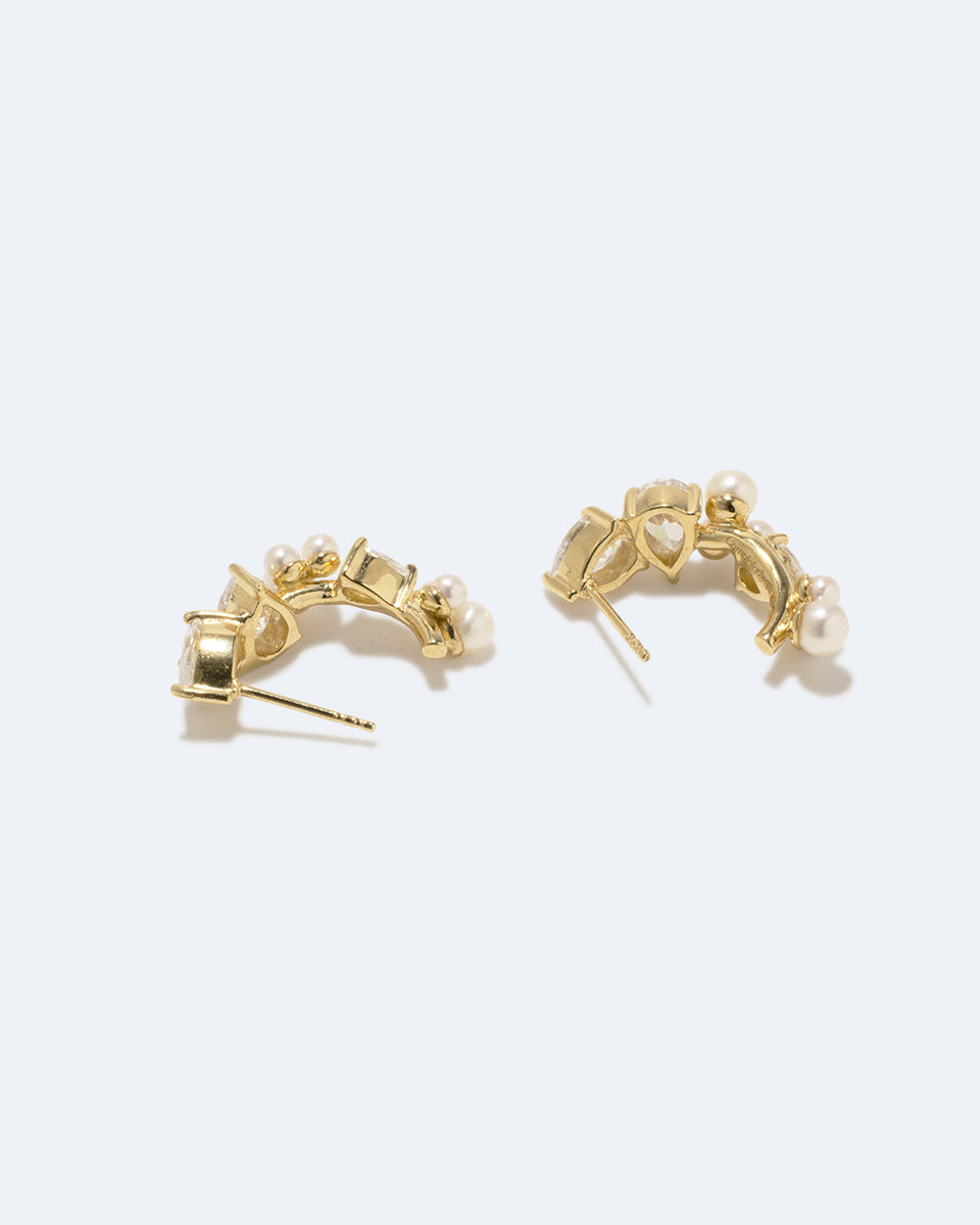 Chasing Shadows - Pearl and Zirconia Recycled Gold Vermeil Earrings