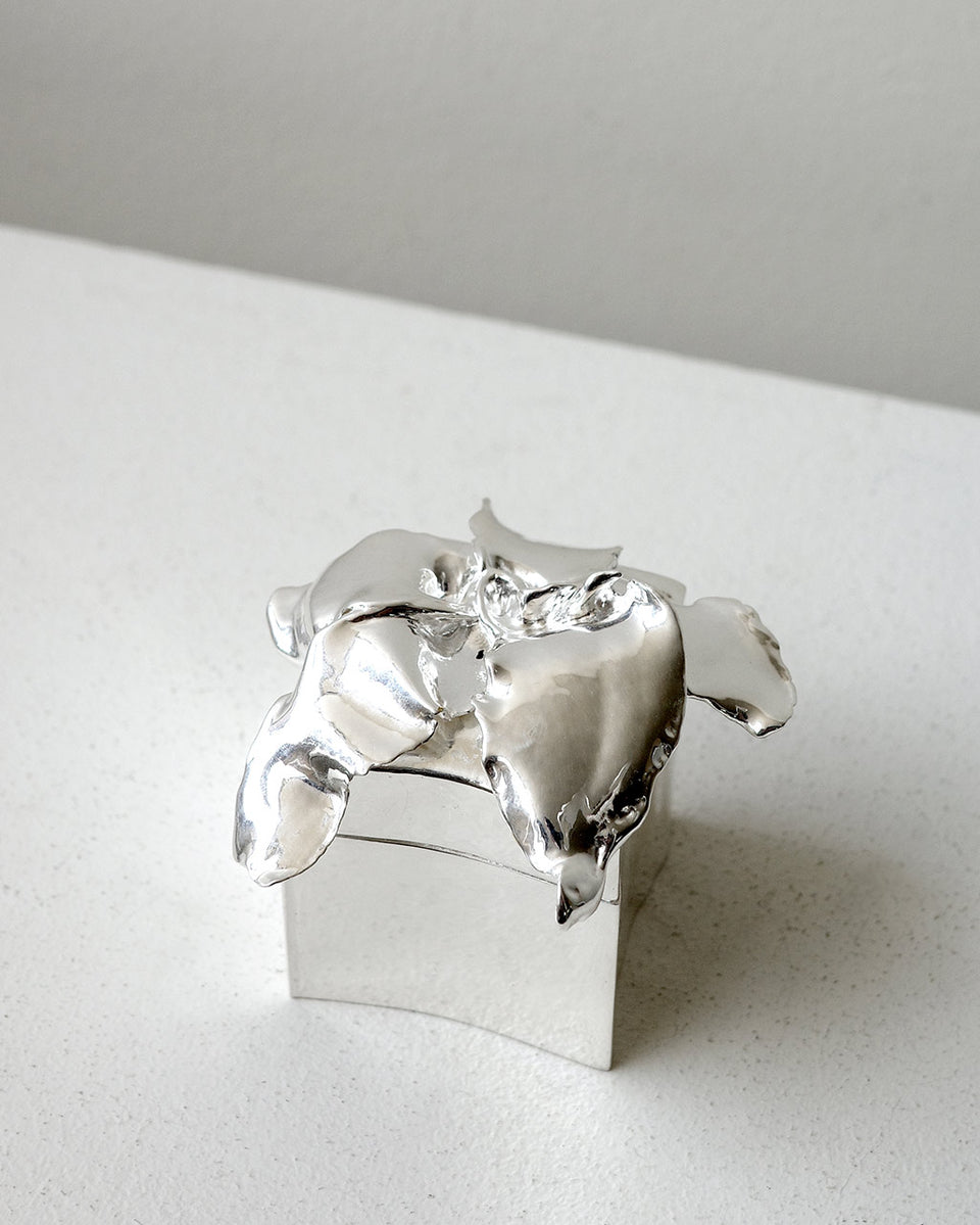 Medium Flower Trinket Box - Jewellery Box in Silver