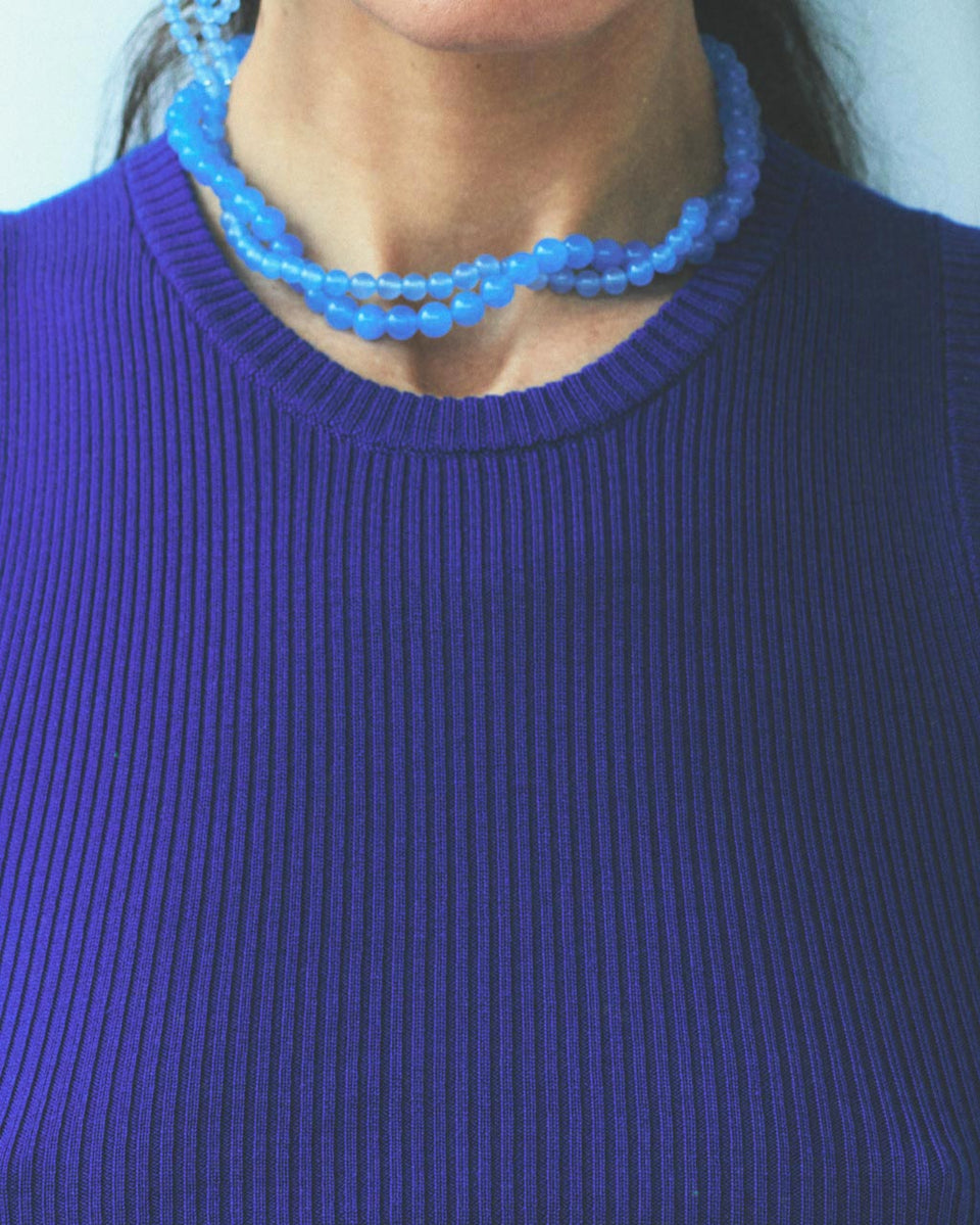 Floe - Blue Lace Agate Bead and Recycled Silver Necklace