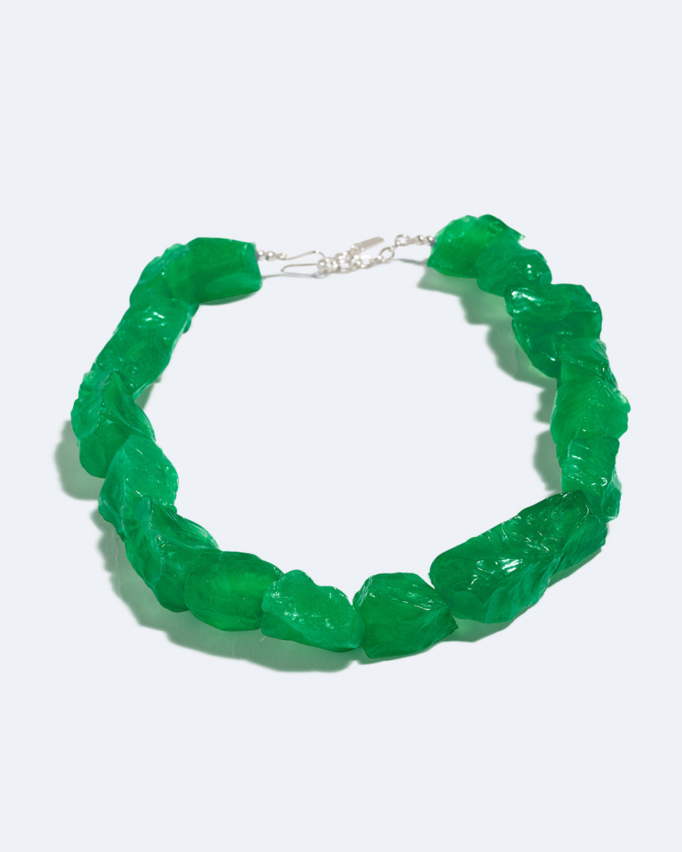 The Iceberg's Other Half - Green Resin and Recycled Silver Necklace