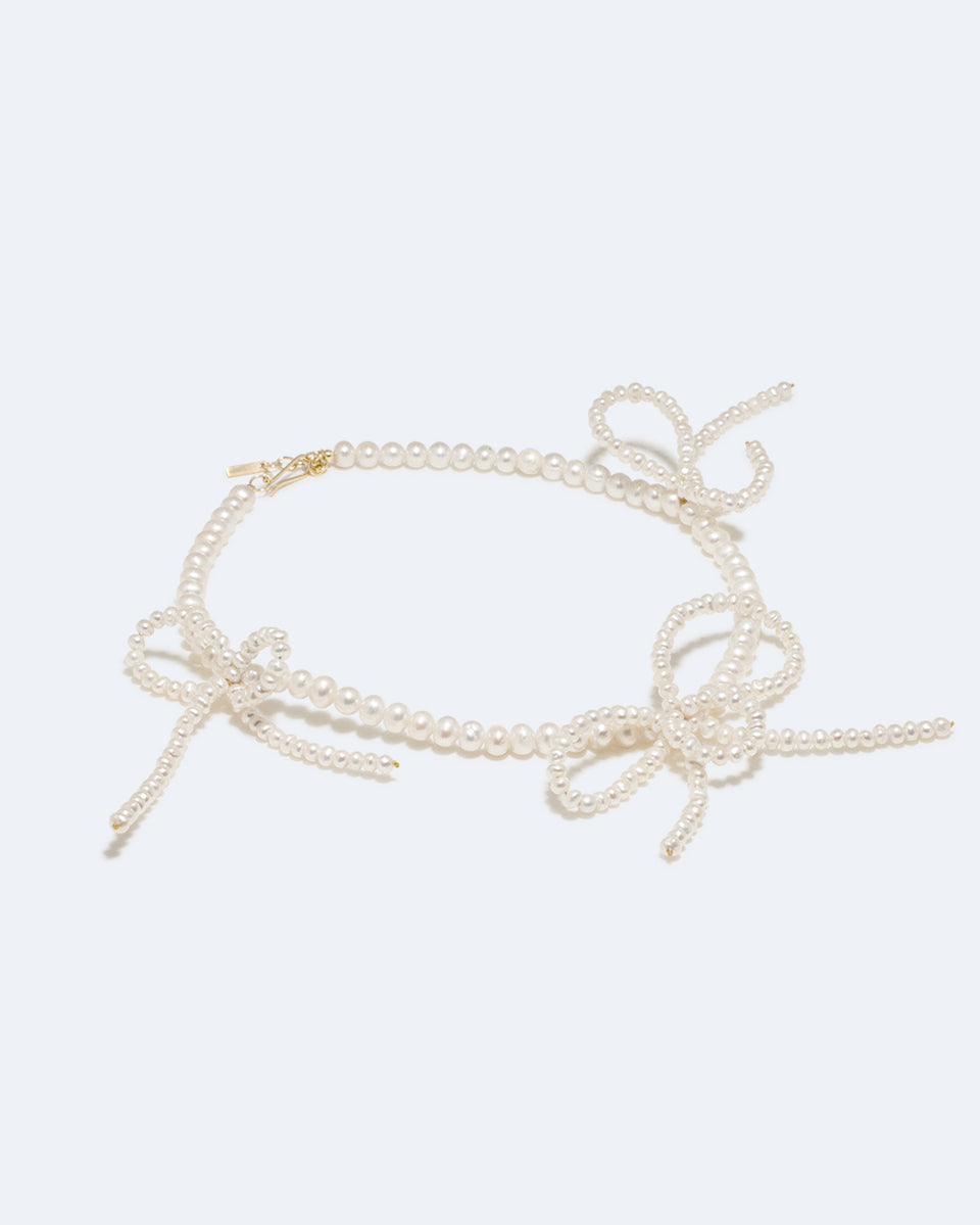 Loop‐the‐Loop - Pearl and Recycled Gold Vermeil Necklace