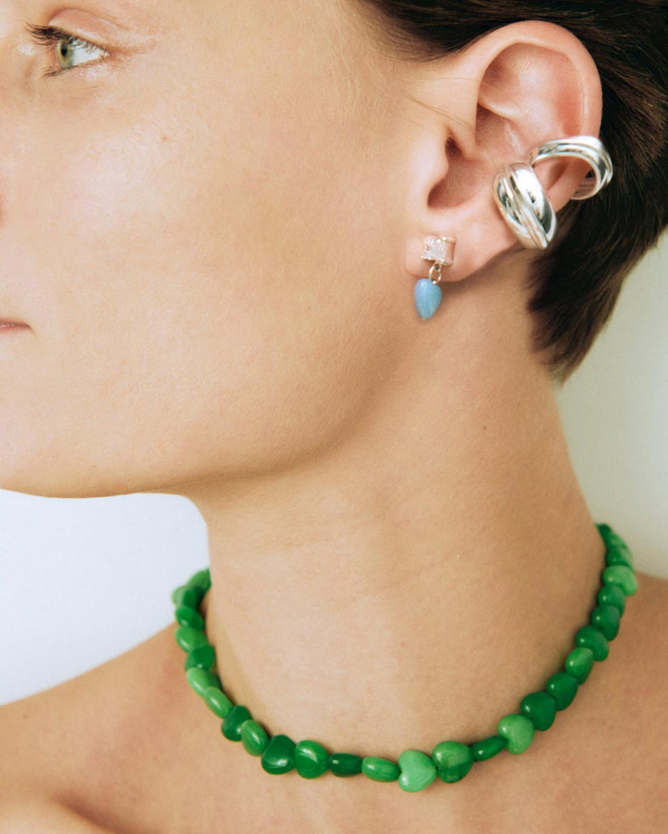 The Heart's Window - Green Heart Bead and Recycled Gold Vermeil Necklace