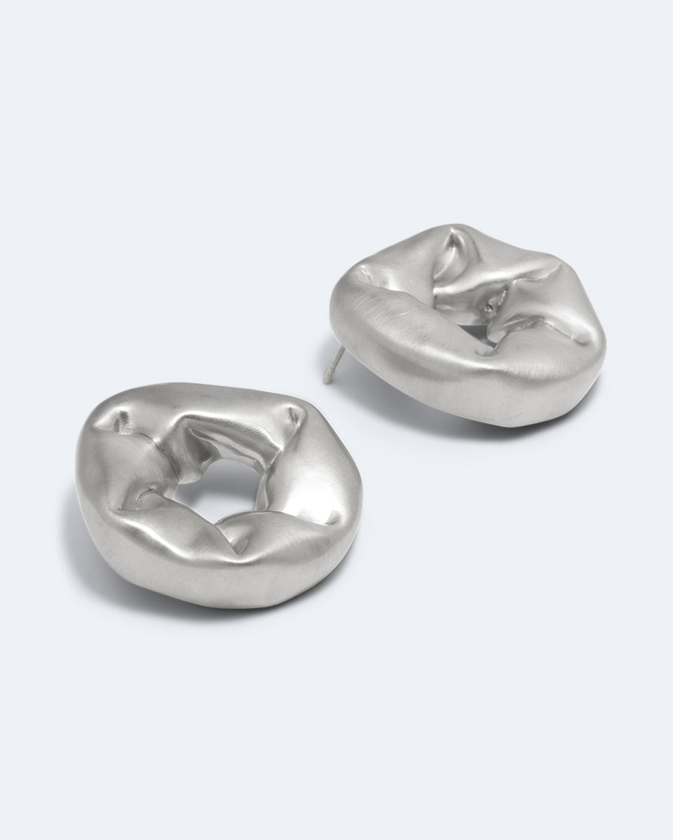 Oversized Scrunch - Recycled Silver Earrings