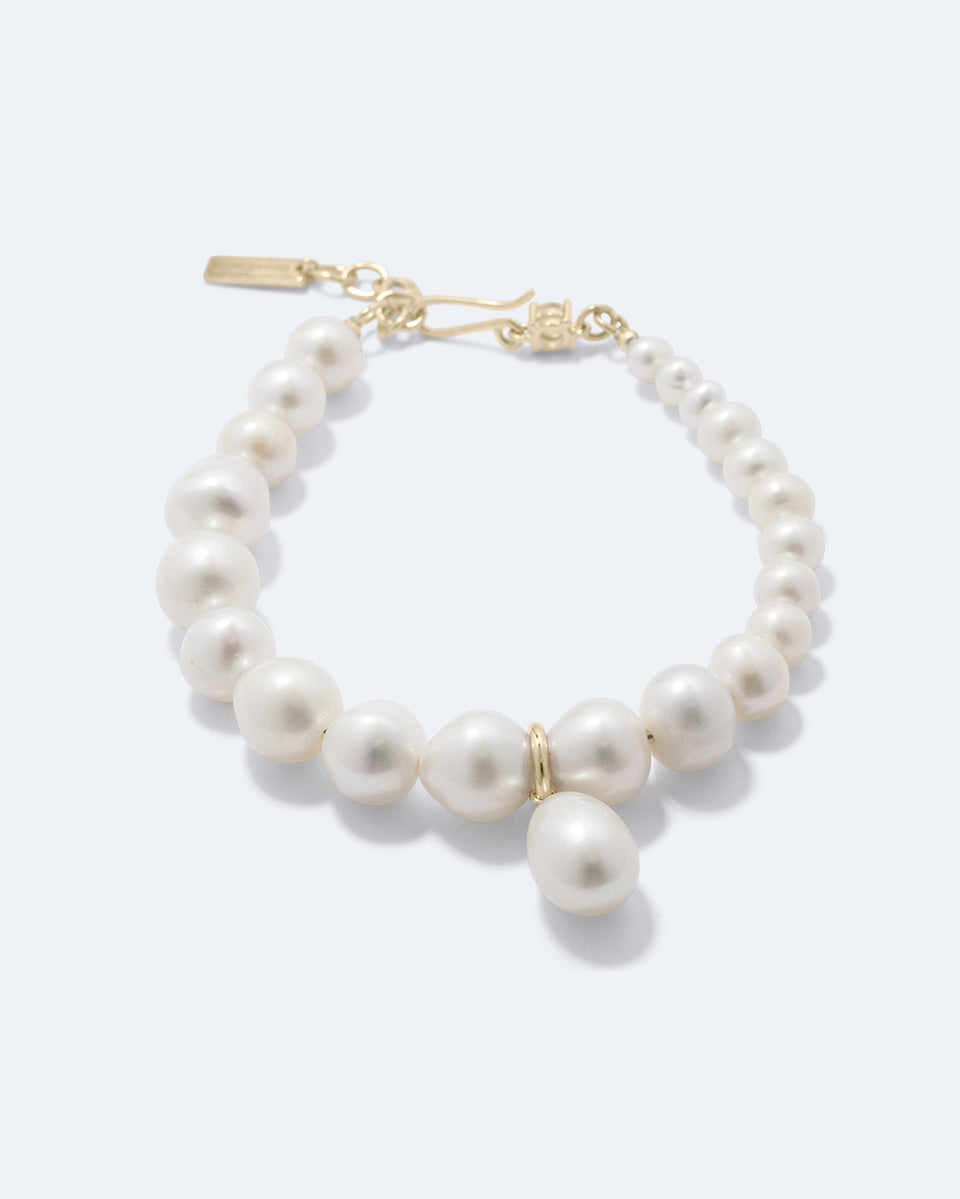 A Quiet Loop - Pearl and Zirconia Recycled Gold Vermeil Bracelet