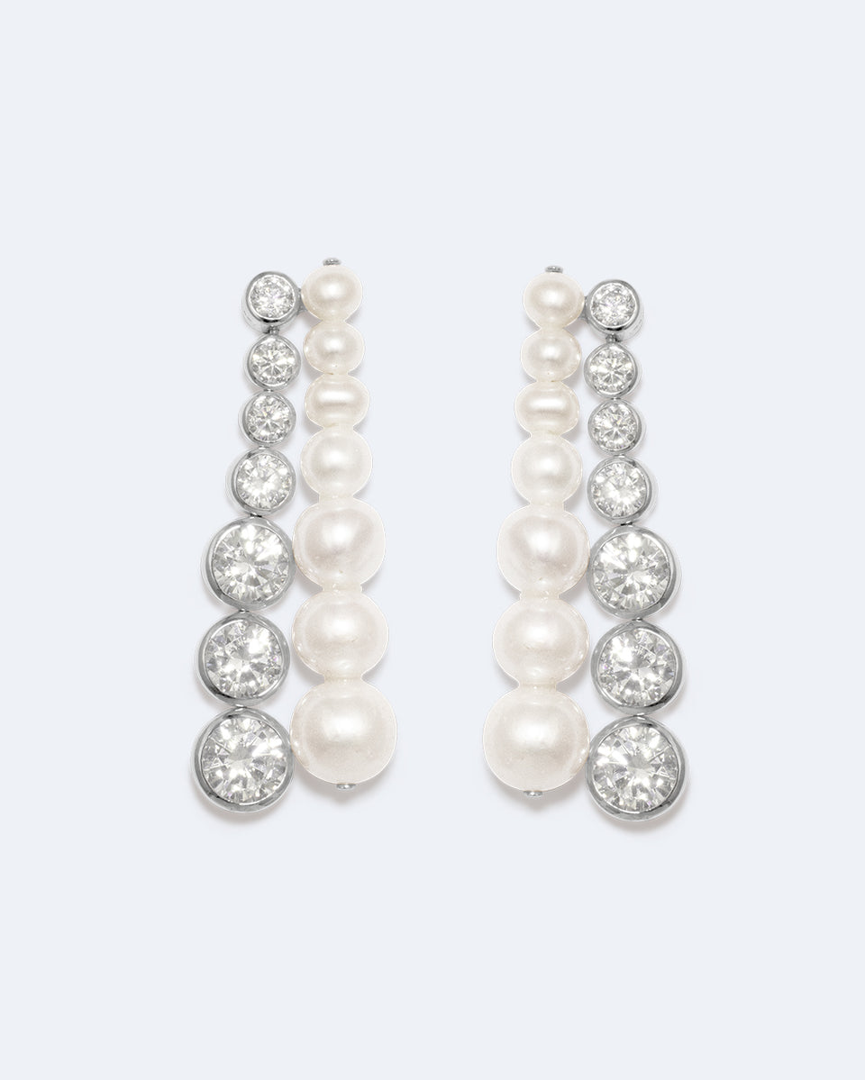 The Mirage - Pearl and Zirconia Recycled Silver Earrings