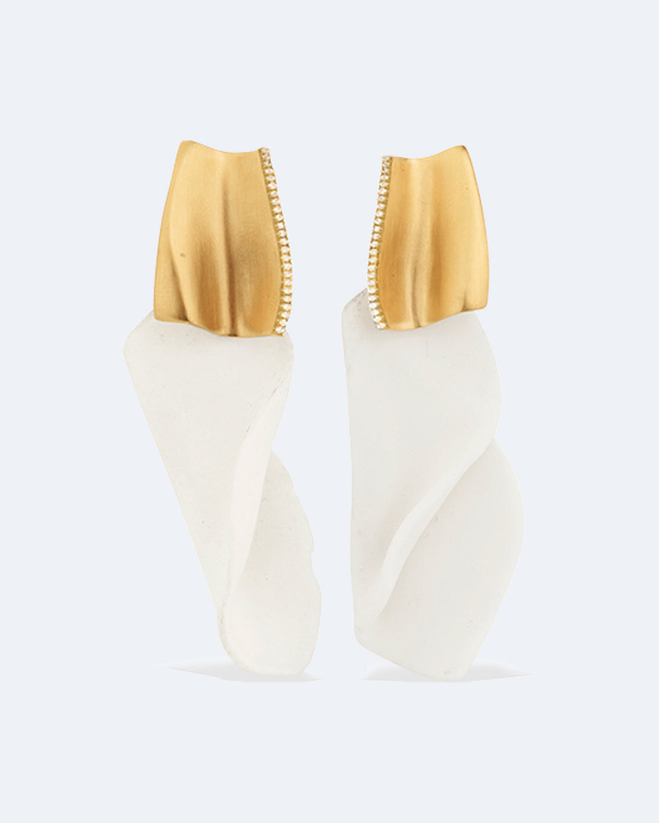 Angry Intellectuals - Ceramic and White Topaz Recycled Gold Vermeil Earrings