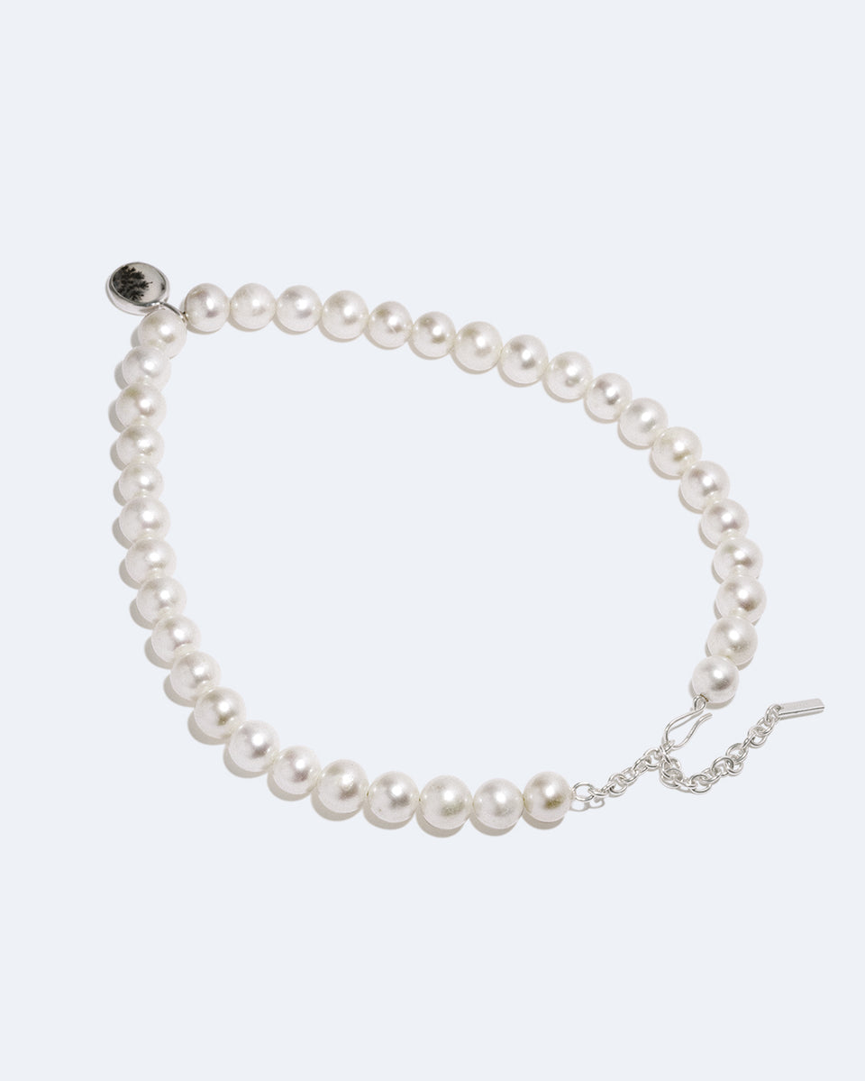 Heath - Pearl and Dendritic Agate Recycled Silver Necklace