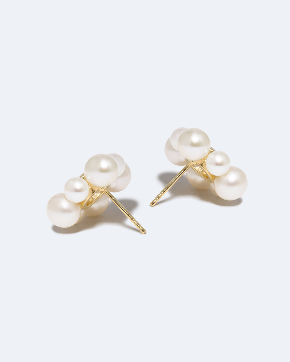 Dandelion - Pearl and Zirconia Recycled Gold Vermeil Earrings