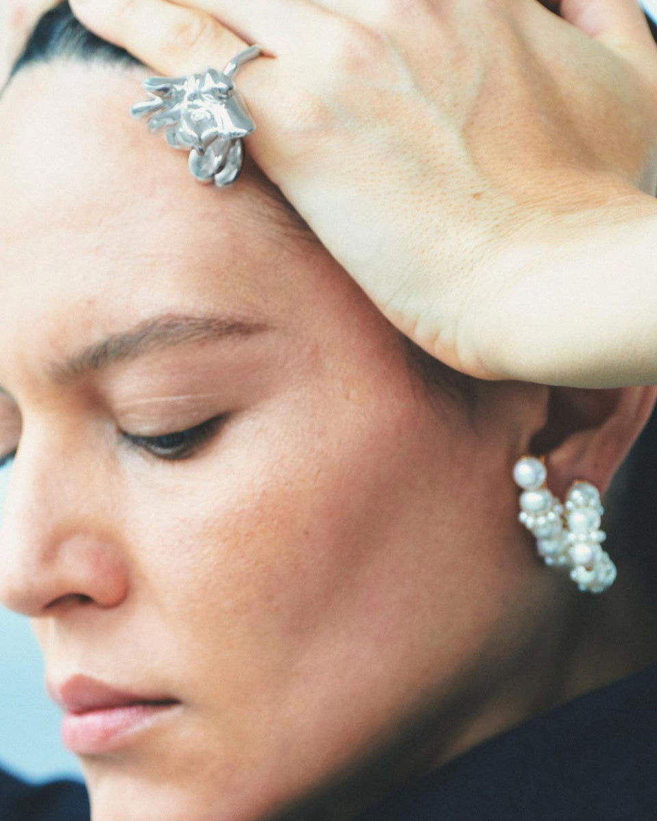 Birds of a Feather II - Pearl and Recycled Gold Vermeil Ear Climbers