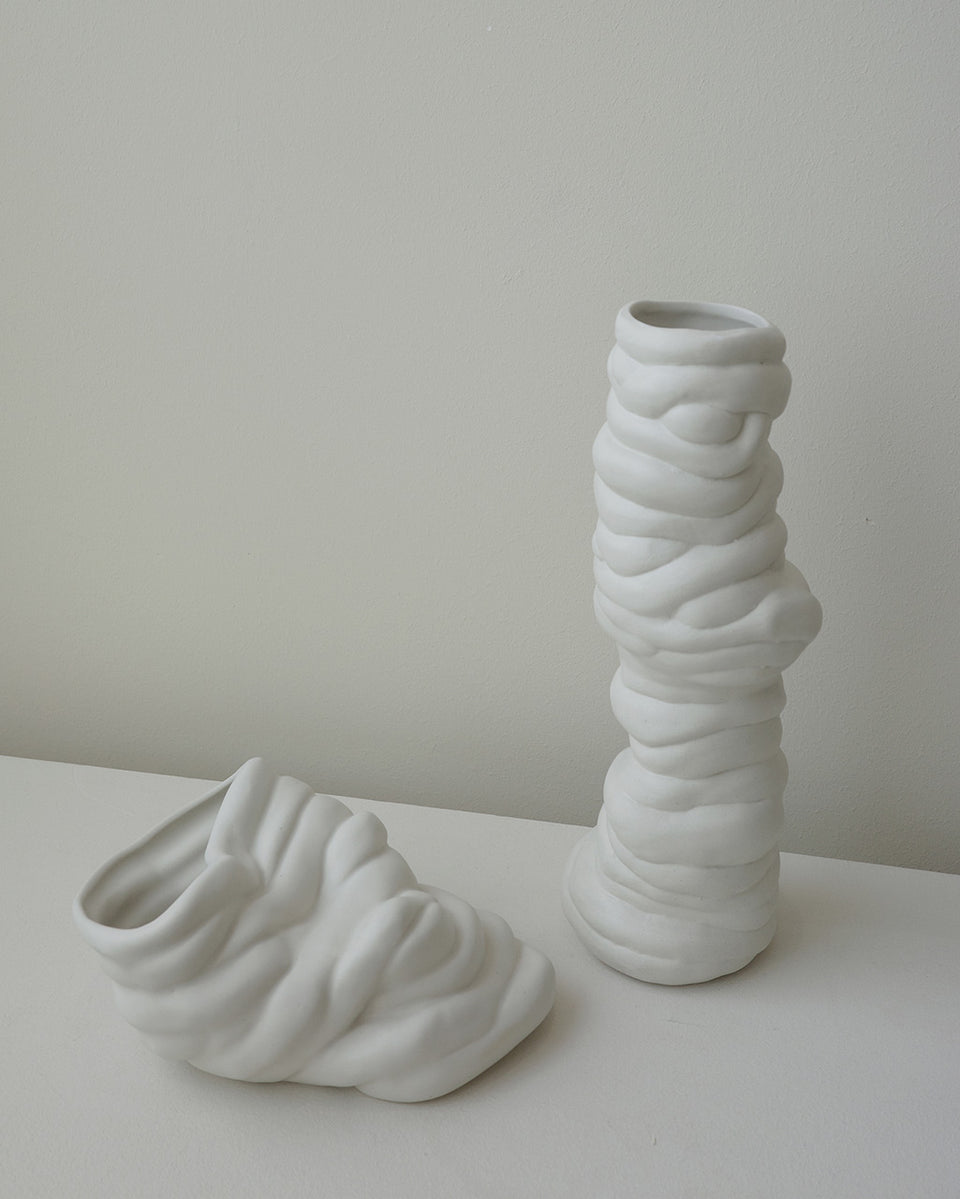 Don't Slouch! - Medium Vase in Matte White