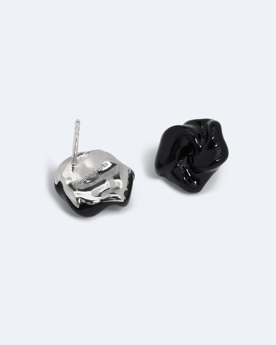 The Depths of Time - Black Enamel and Recycled Silver Earrings