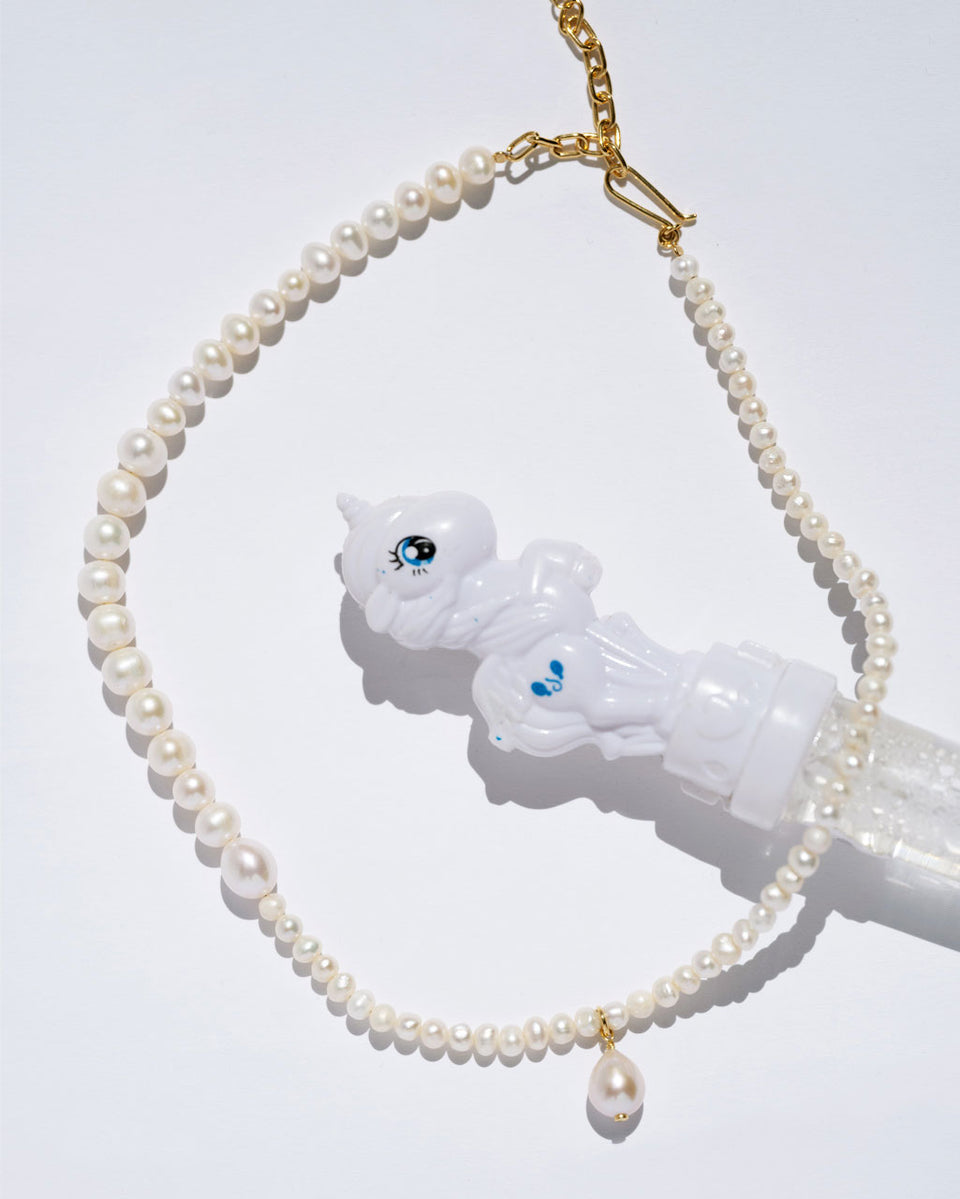 Casting Light - Pearl and Recycled Gold Vermeil Necklace