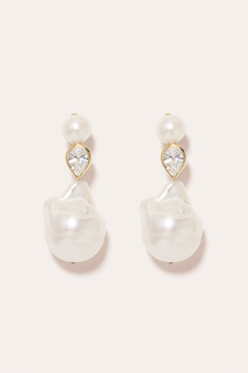 Pulp - Pearl and Zirconia Gold Vermeil Earrings | Completedworks