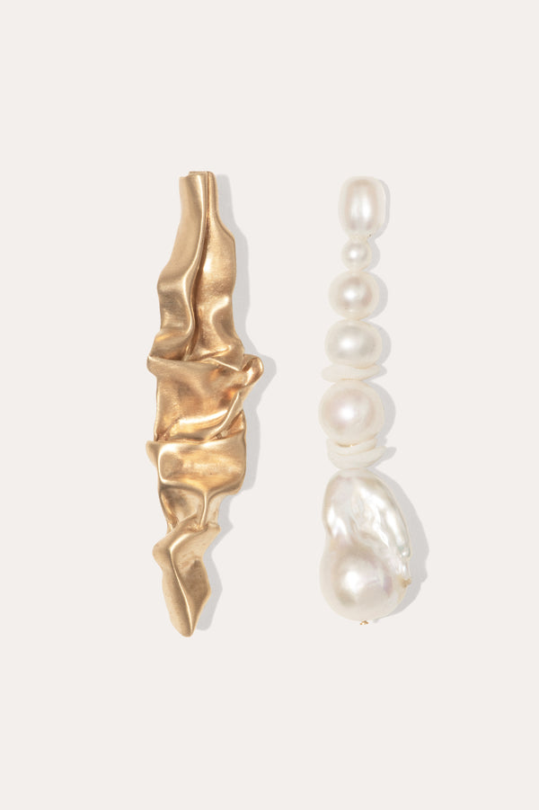Crumple - Pearl and Ceramic Recycled Gold Vermeil Earrings