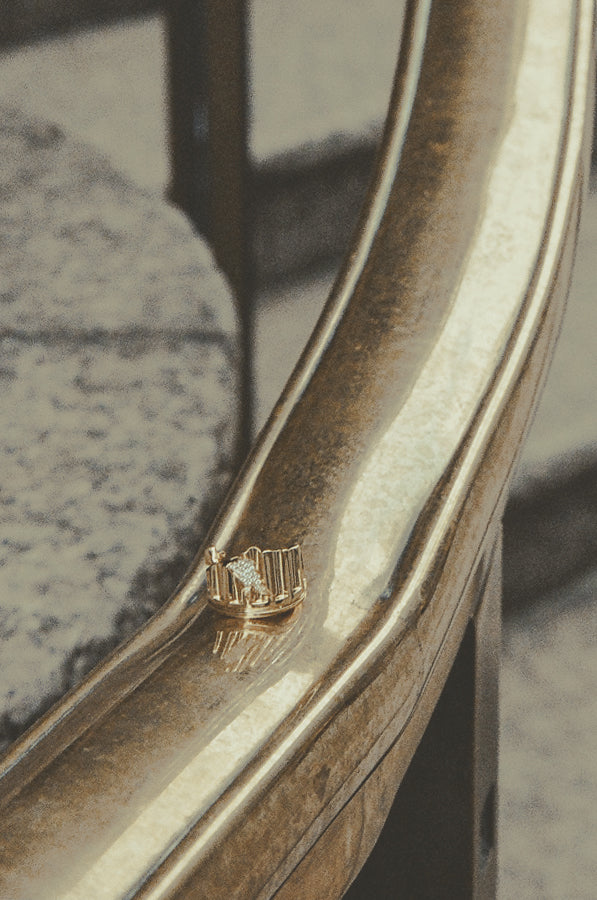Column - 18 Carat Yellow Gold and 0.136ct Diamond Ring