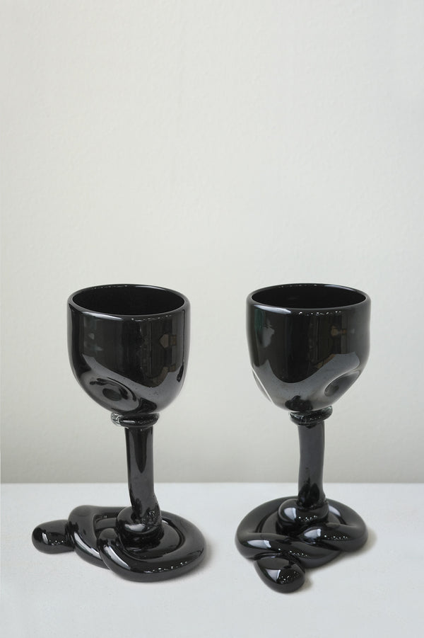 Thaw - Set of 2 Recycled Wine Glass in Black