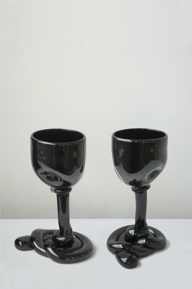 Thaw - Set of 2 Recycled Wine Glass in Black