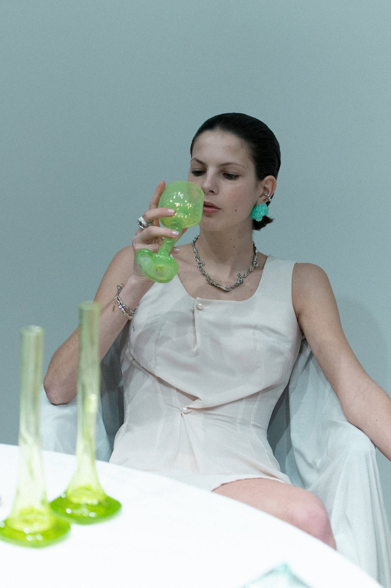 Thaw - Recycled Wine Glass in Acid Green