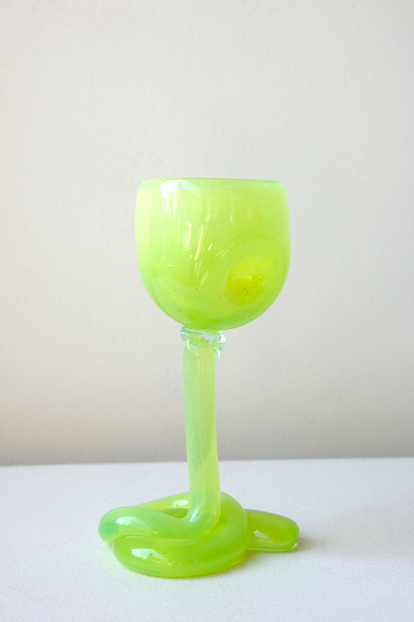 Thaw - Recycled Wine Glass in Acid Green