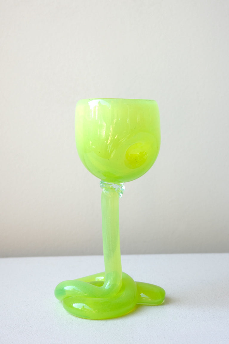 Thaw - Recycled Wine Glass in Acid Green