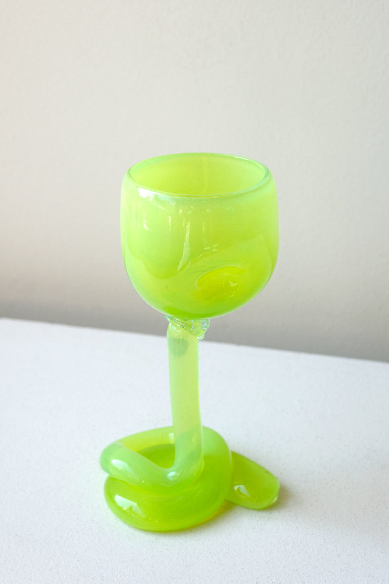 Thaw - Recycled Wine Glass in Acid Green