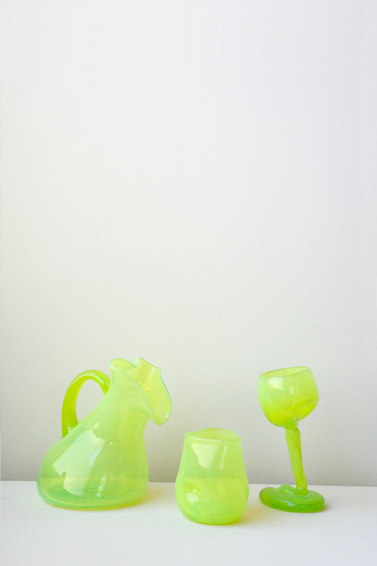 Thaw - Recycled Wine Glass in Acid Green