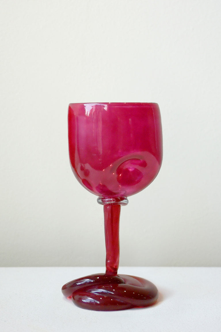 Thaw - Set of 4 Recycled Wine Glass in Red Pink Magenta Purple