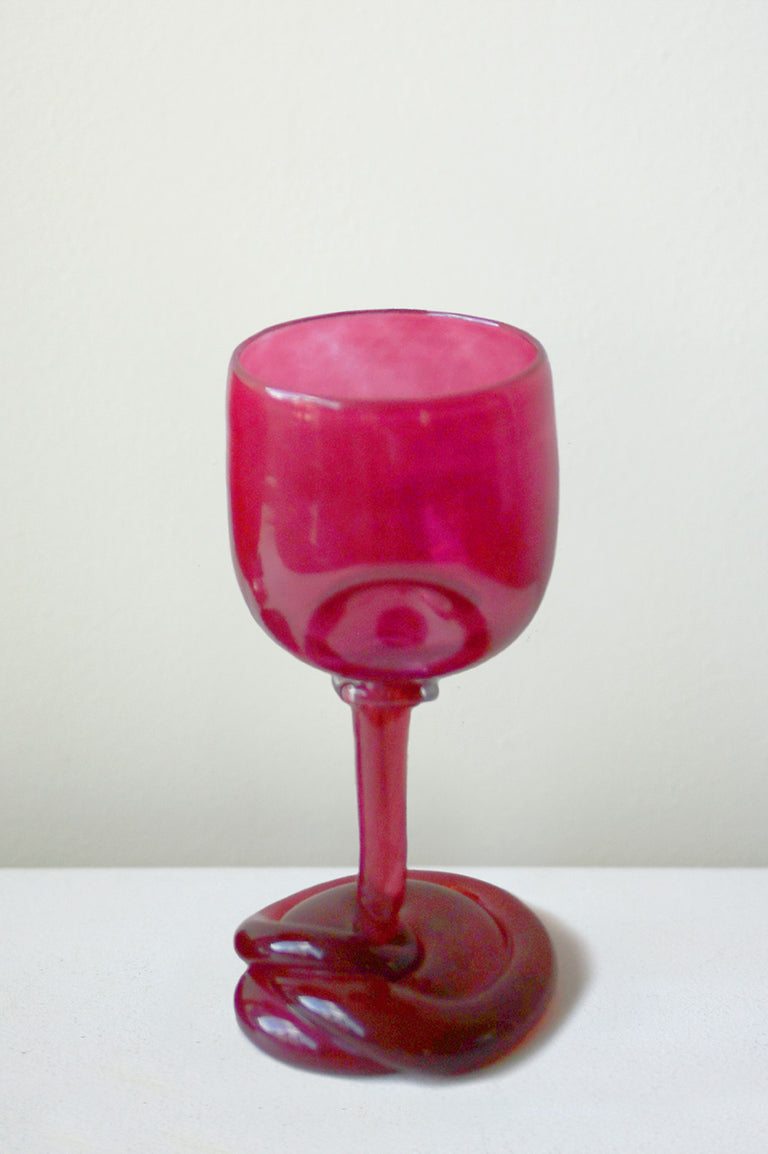 Thaw - Set of 4 Recycled Wine Glass in Red Pink Magenta Purple