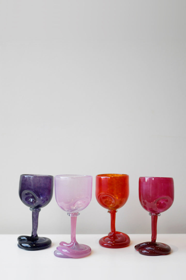Thaw - Recycled Wine Glass in Magenta