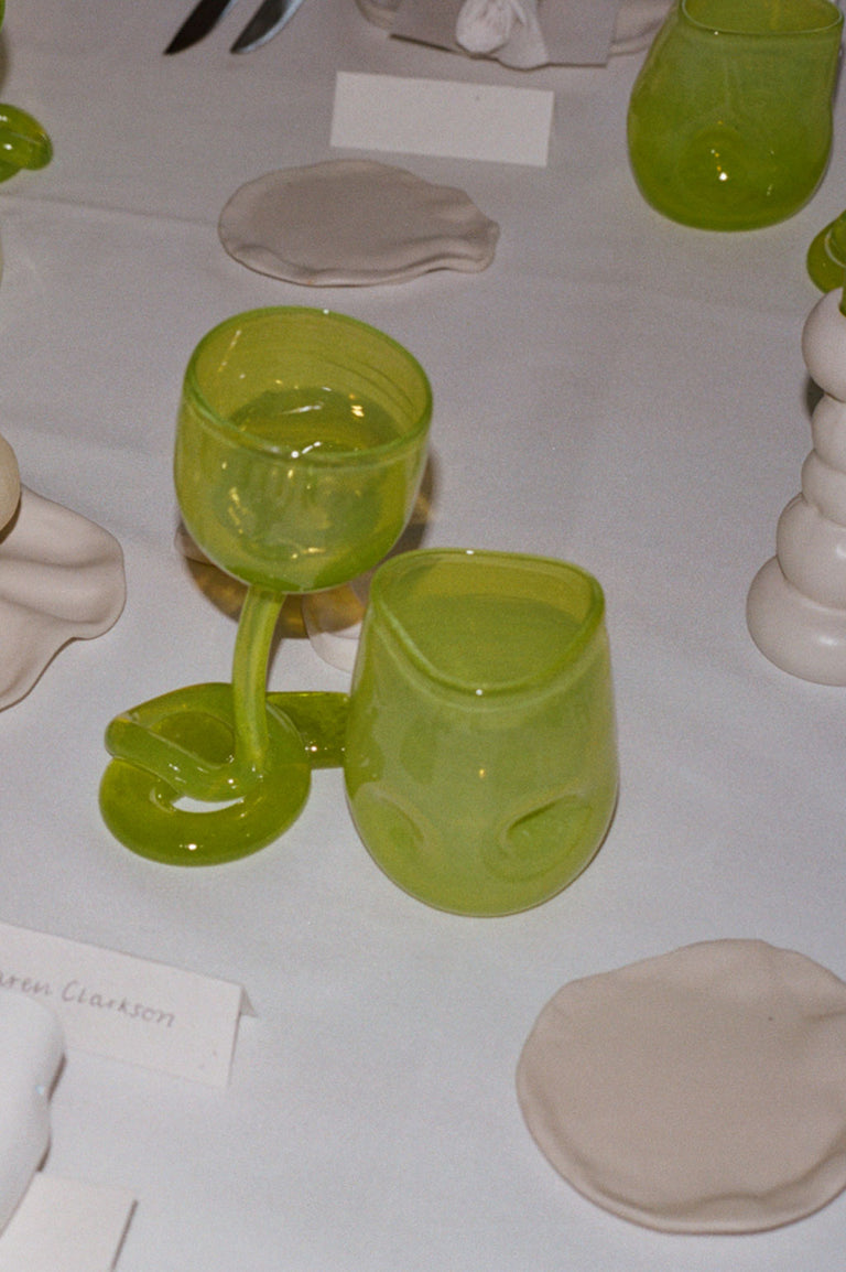 Thaw - Set of 2 Recycled Wine Glass in Acid Green