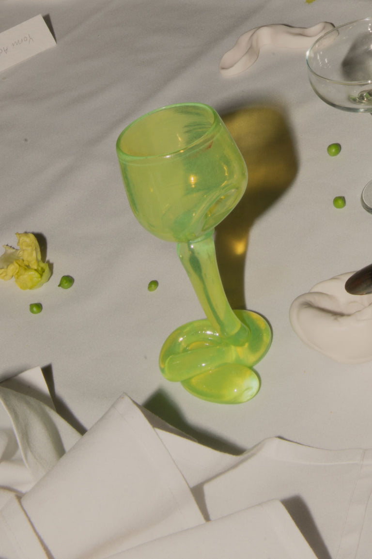 Thaw - Recycled Wine Glass in Acid Green