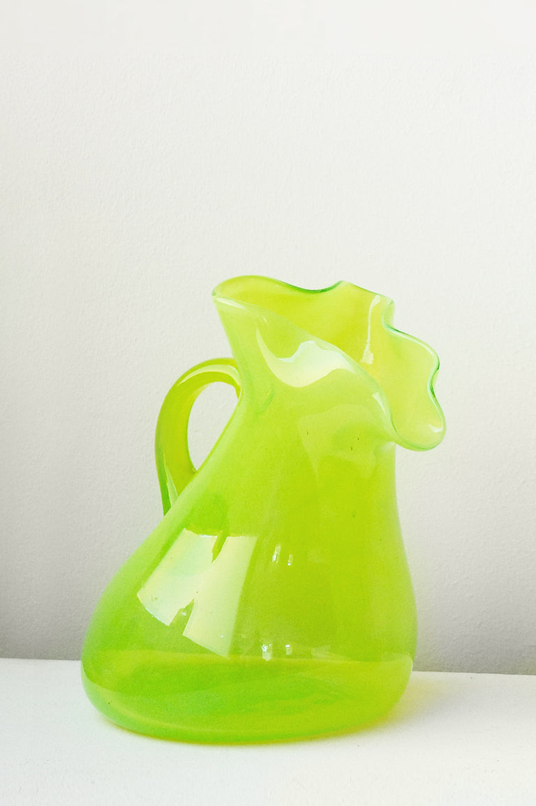 Thaw - Large Recycled Glass Jug in Acid Green