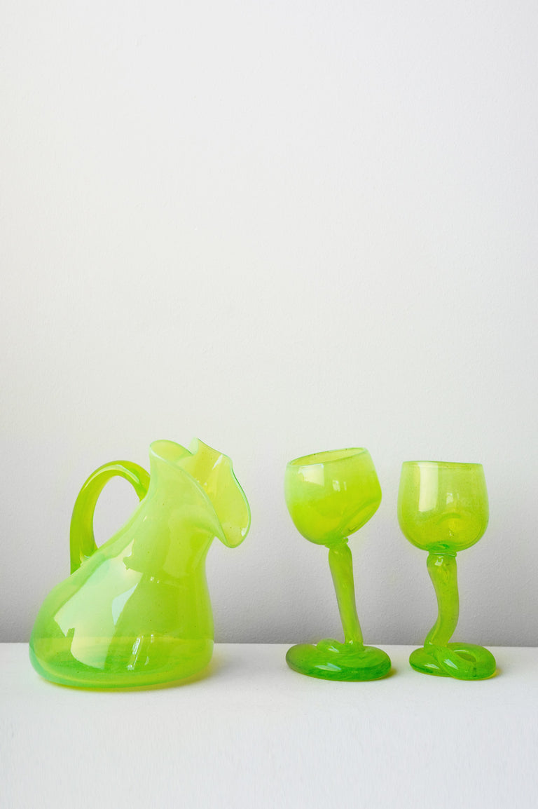 Thaw - Large Recycled Glass Jug in Acid Green