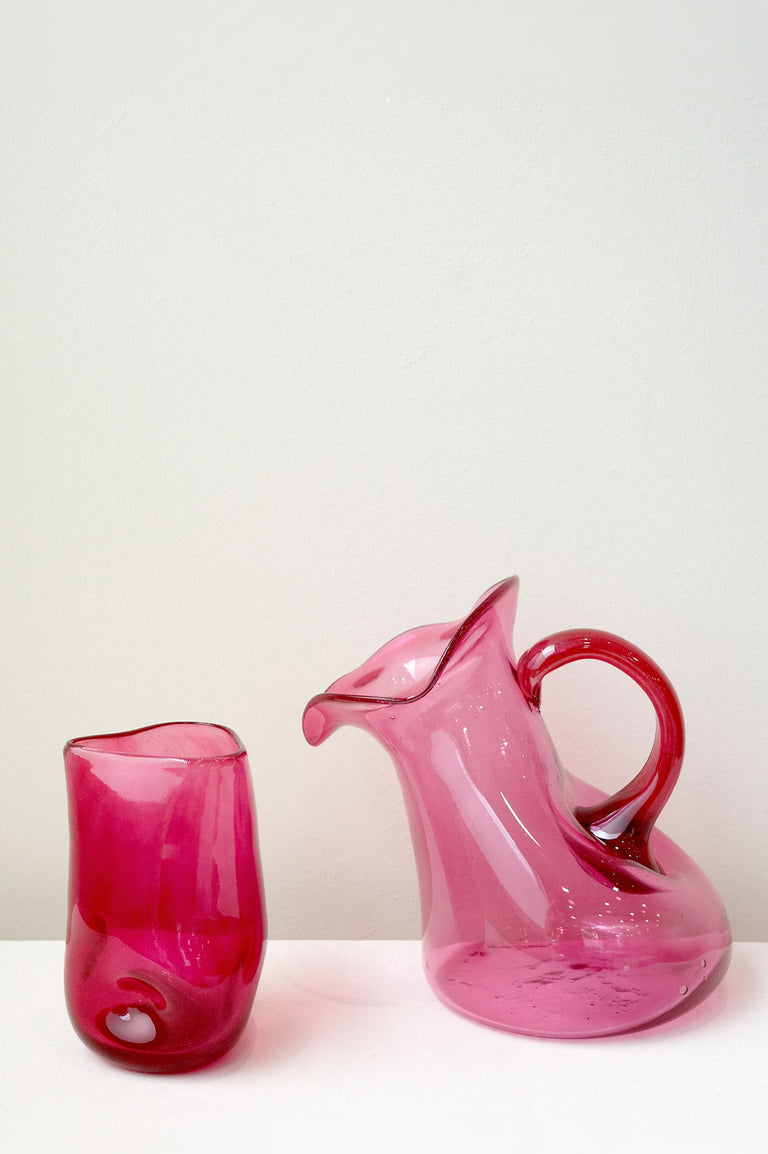 Thaw - Large Recycled Glass Jug in Magenta