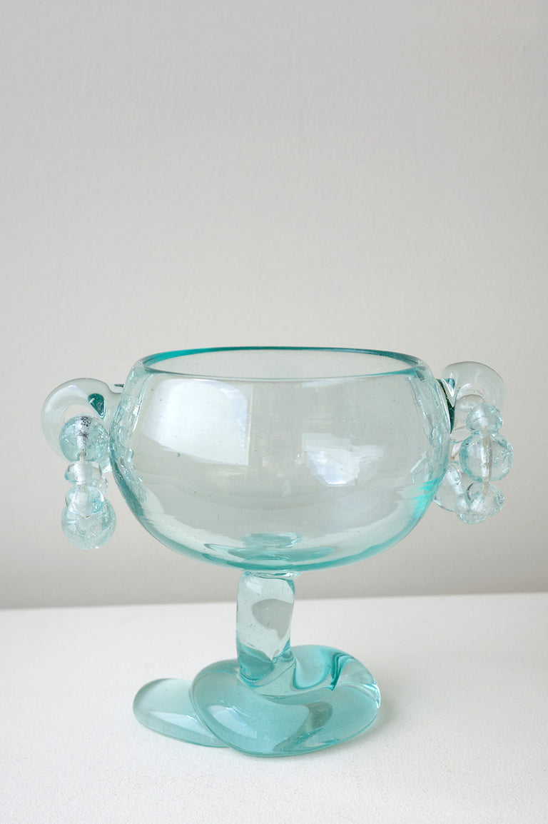 B112 - Recycled Glass Bowl in Clear w/ Beads