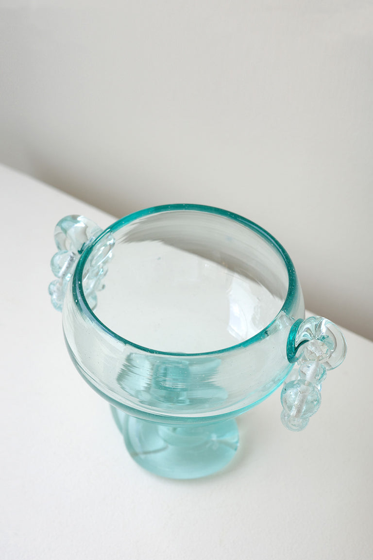 B112 - Recycled Glass Bowl in Clear w/ Beads