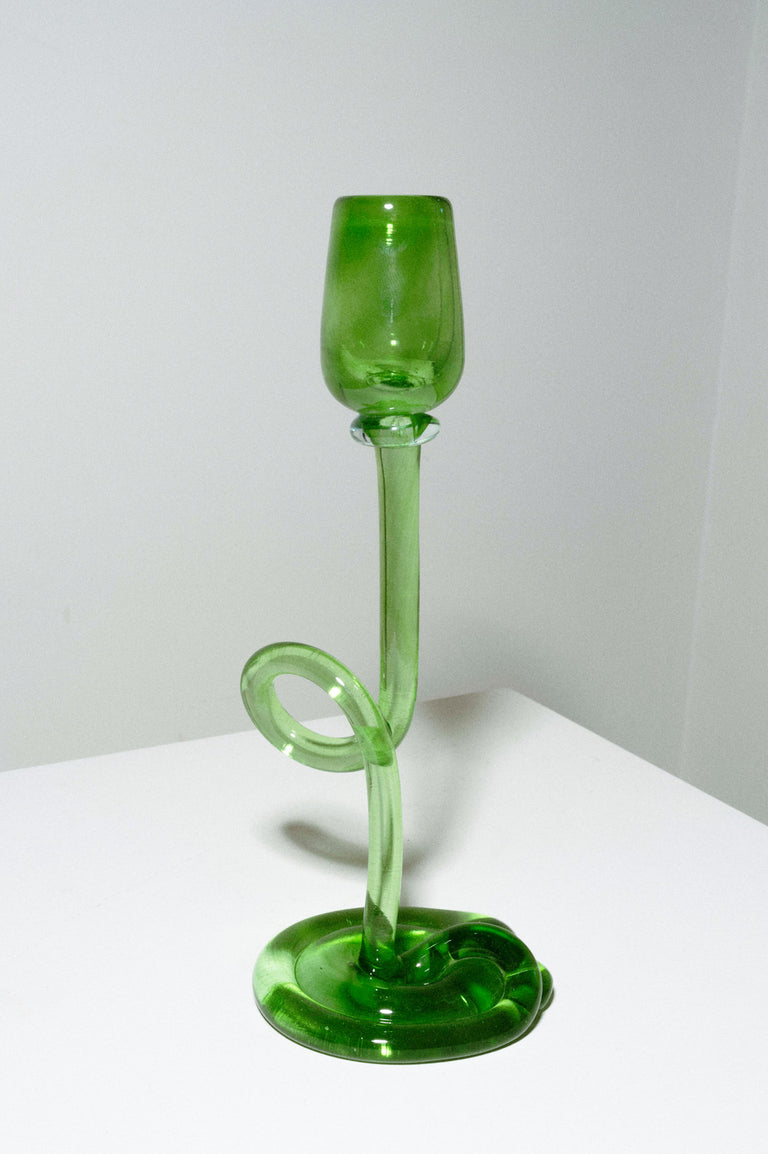 Thaw - Recycled Glass Candlestick in Leaf Green