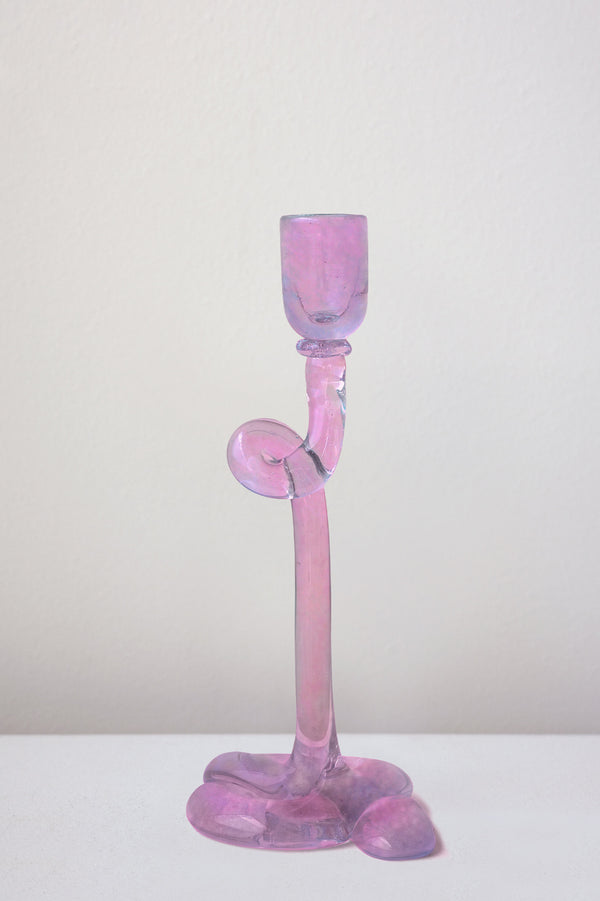 Thaw - Recycled Glass Candlestick in Pink