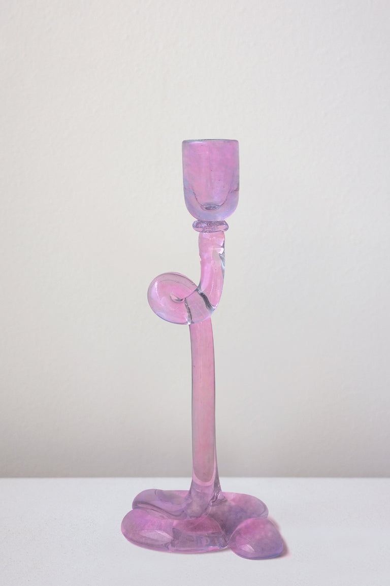 Thaw - Recycled Glass Candlestick in Pink