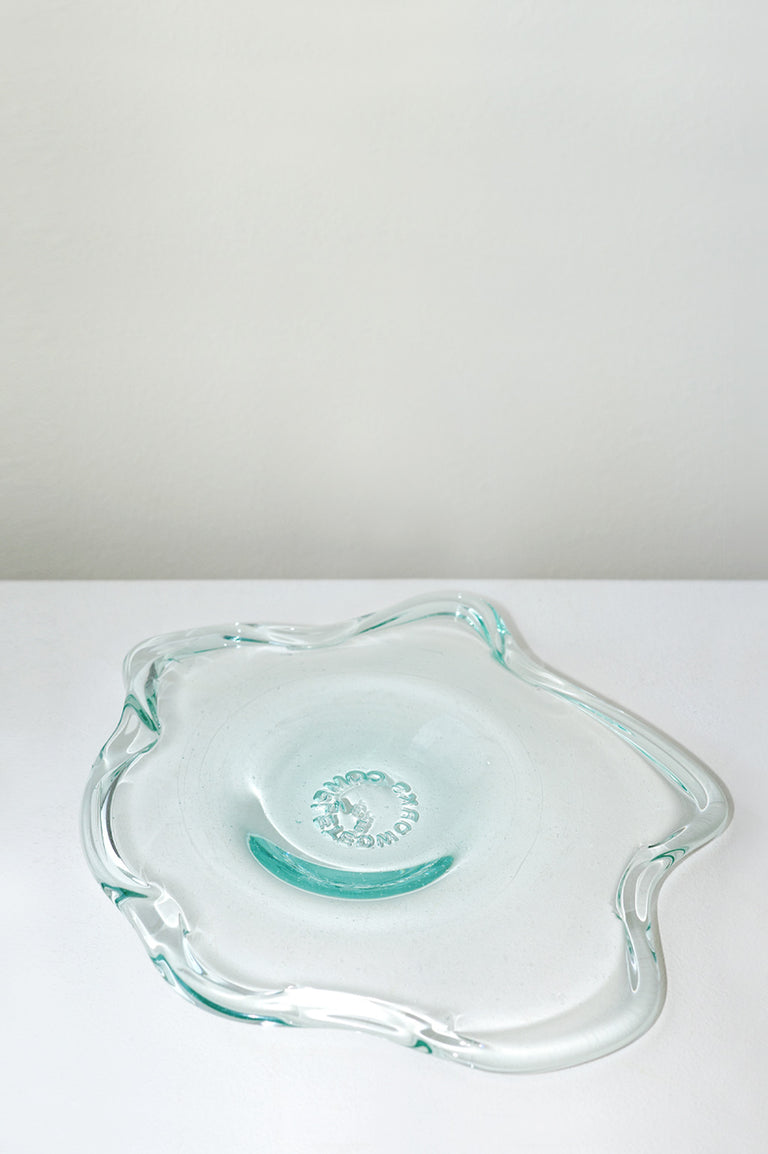 Pond - Large Recycled Glass Serving Plate in Clear